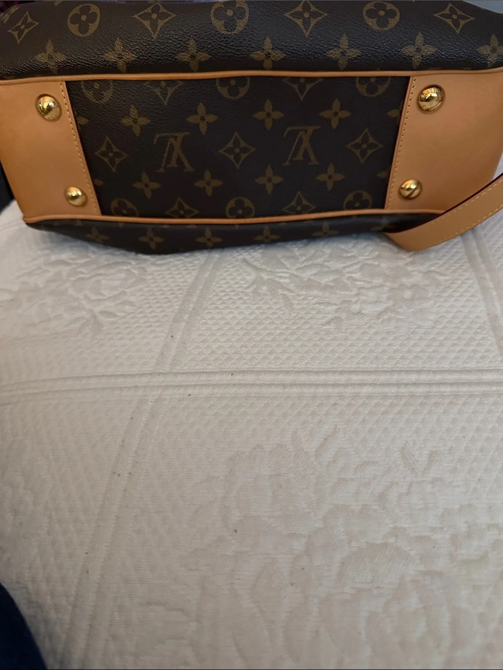 Louis Vuitton Monogram Canvas Brown & Tan Shoulder Satchel comes with COA